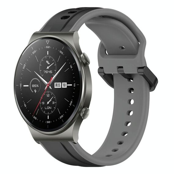 Per Huawei GT2 Pro 22mm Convex Loop Cinturino in silicone bicolore (nero + grigio)