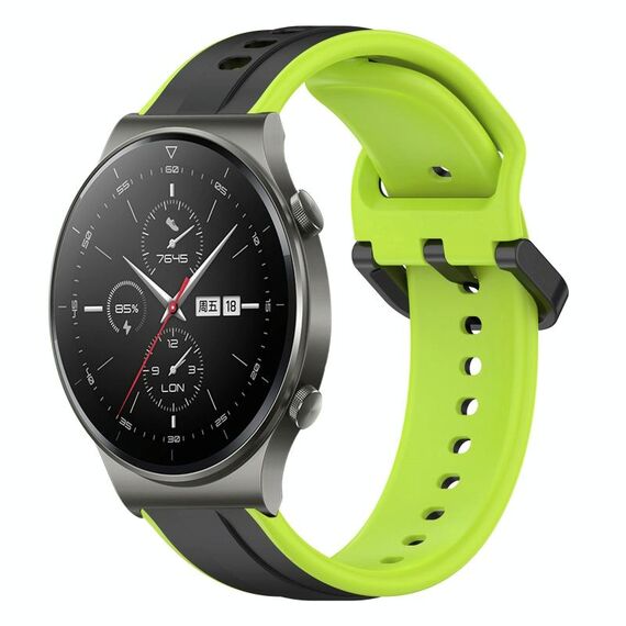Per Huawei GT2 Pro 22mm Convex Loop Cinturino in silicone bicolore (nero + lime)
