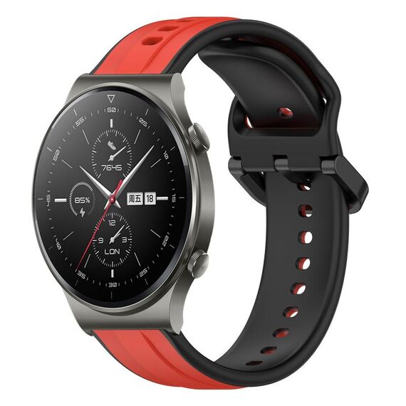 Per Huawei GT2 Pro 22mm Convex Loop Cinturino in silicone bicolore (rosso + nero)