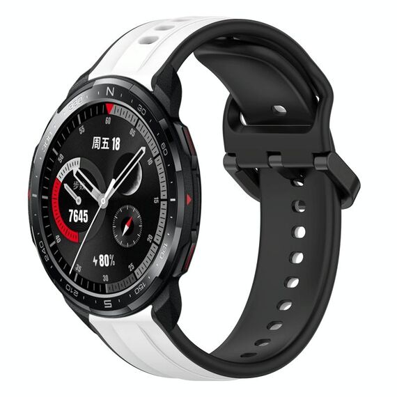 Per Honor Watch GS Pro 22mm Convex Loop Cinturino in silicone bicolore (bianco + nero)