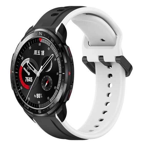 Per Honor Watch GS Pro 22mm Convex Loop Cinturino in silicone bicolore (nero + bianco)