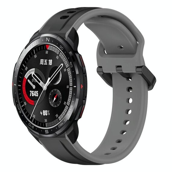 Per Honor Watch GS Pro 22mm Convex Loop Cinturino in silicone bicolore (nero + grigio)