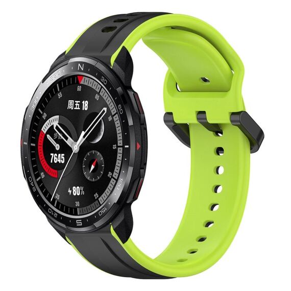 Per Honor Watch GS Pro 22mm Convex Loop Cinturino in silicone bicolore (nero + lime)