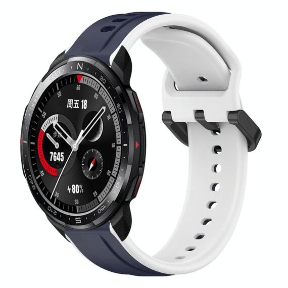 Per Honor Watch GS Pro 22mm Convex Loop Cinturino in silicone bicolore (blu notte + bianco)
