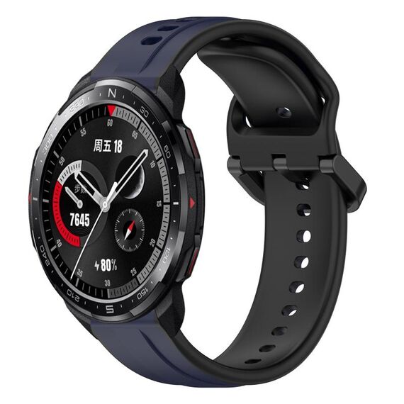Per Honor Watch GS Pro 22mm Convex Loop Cinturino in silicone bicolore (blu notte + nero)
