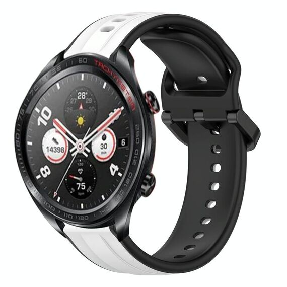 For Honor Watch Dream 22mm Convex Loop Cinturino in silicone bicolore (bianco + nero)