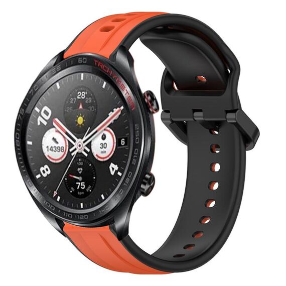 For Honor Watch Dream 22mm Convex Loop Cinturino in silicone bicolore (arancione + nero)