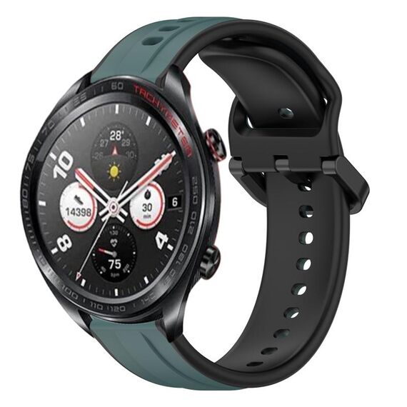 For Honor Watch Dream 22mm Convex Loop Cinturino in silicone bicolore (verde oliva + nero)