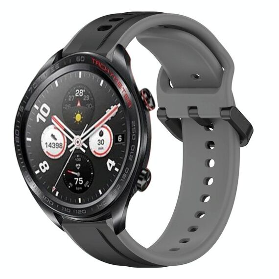 For Honor Watch Dream 22mm Convex Loop Cinturino in silicone bicolore (nero + grigio)