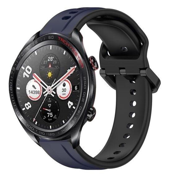 For Honor Watch Dream 22mm Convex Loop Cinturino in silicone bicolore (blu notte + nero)