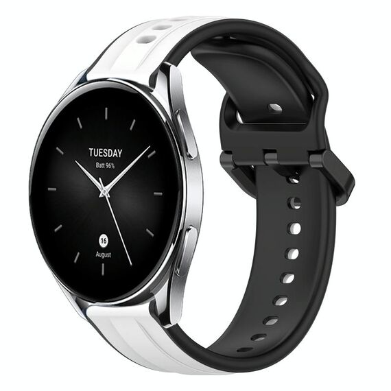 Per Xiaomi Watch S2 42mm 22mm Convex Loop Cinturino in silicone bicolore (bianco + nero)