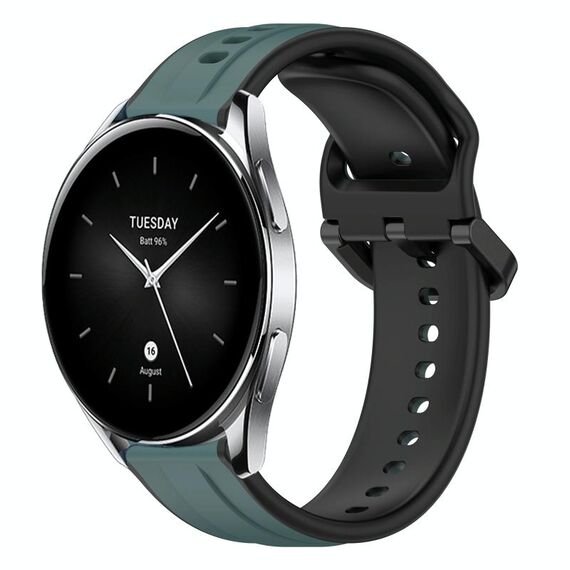 Per Xiaomi Watch S2 42mm 22mm Convex Loop Cinturino in silicone bicolore (verde oliva + nero)