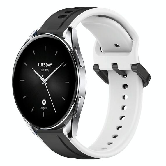 Per Xiaomi Watch S2 42mm 22mm Convex Loop Cinturino in silicone bicolore (nero + bianco)