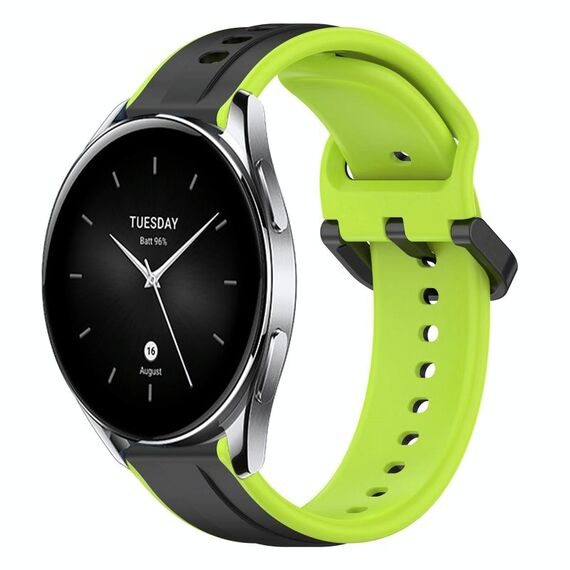 Per Xiaomi Watch S2 42mm 22mm Convex Loop Cinturino in silicone bicolore (nero + lime)