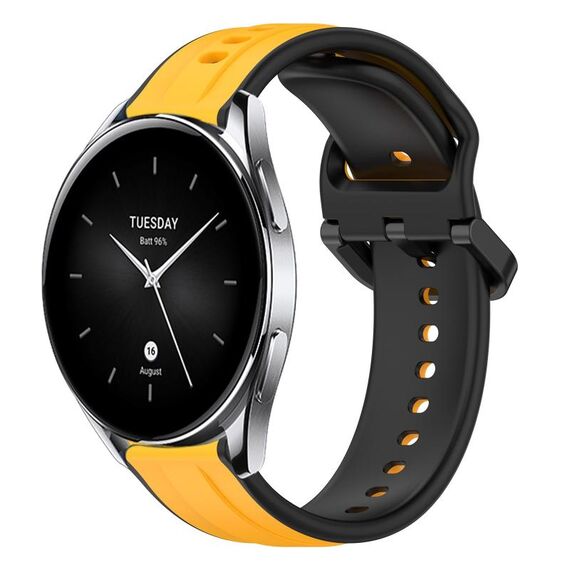 Per Xiaomi Watch S2 42mm 22mm Convex Loop Cinturino in silicone bicolore (giallo + nero)