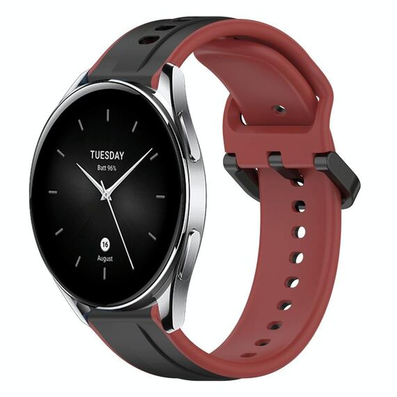 Per Xiaomi Watch S2 46mm 22mm Convex Loop Cinturino in silicone bicolore (nero + rosso)