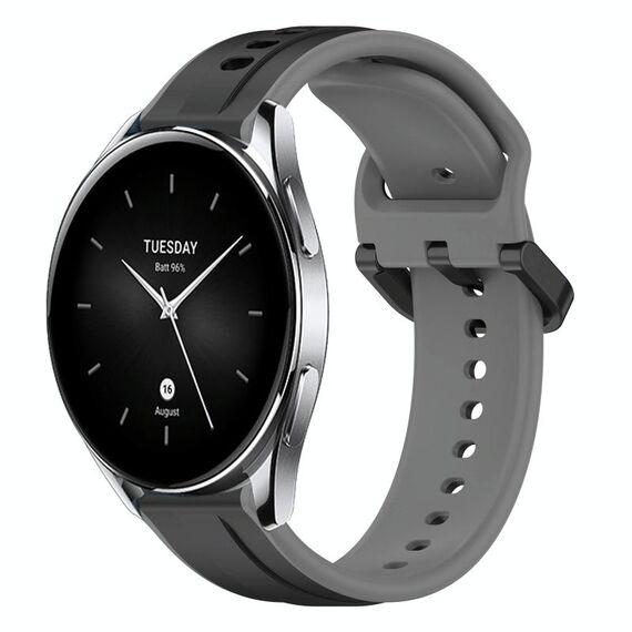 Per Xiaomi Watch S2 46mm 22mm Convex Loop Cinturino in silicone bicolore (nero + grigio)