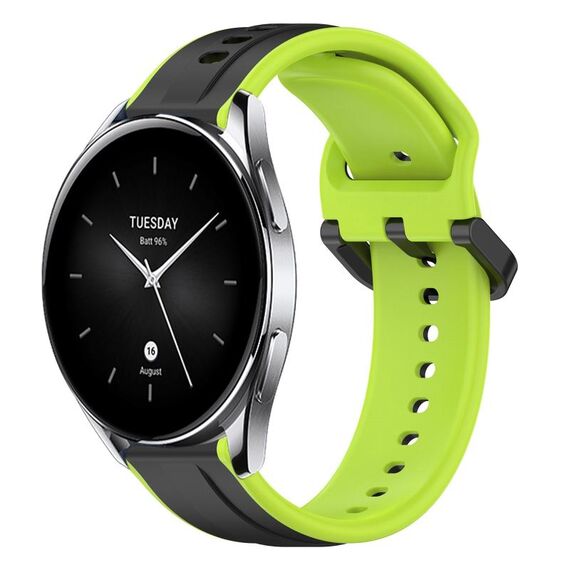Per Xiaomi Watch S2 46mm 22mm Convex Loop Cinturino in silicone bicolore (nero + lime)