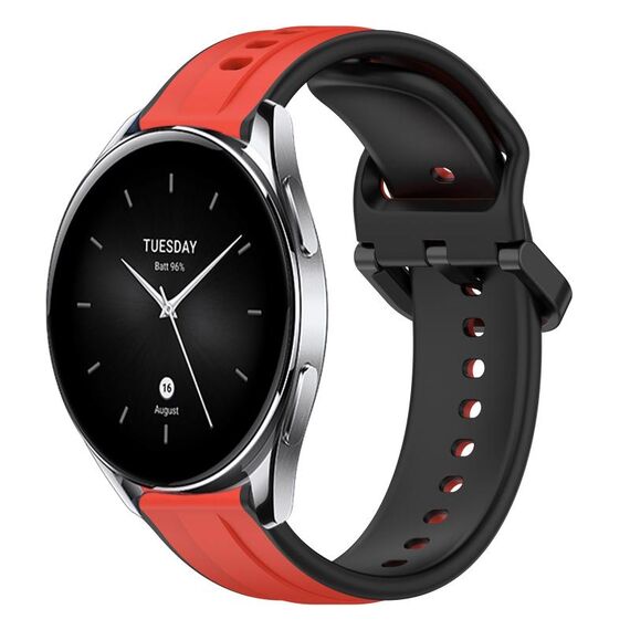 Per Xiaomi Watch S2 46mm 22mm Convex Loop Cinturino in silicone bicolore (rosso + nero)