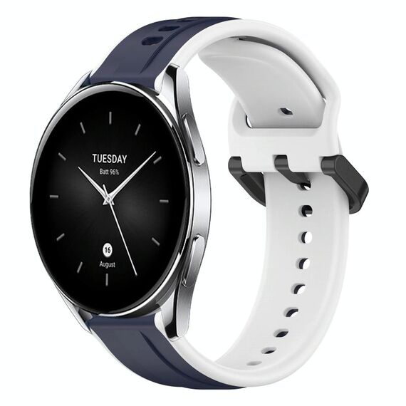 Per Xiaomi Watch S2 46mm 22mm Convex Loop Cinturino in silicone bicolore (blu notte + bianco)