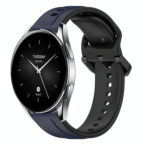 Per Xiaomi Watch S2 46mm 22mm Convex Loop Cinturino in silicone bicolore (blu notte + nero)