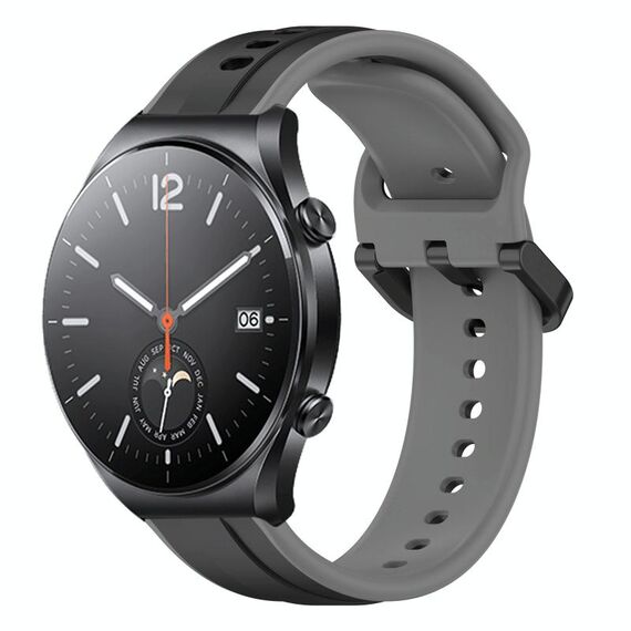 Per Xiaomi MI Watch S1 22mm Convex Loop Cinturino in silicone bicolore (nero + grigio)