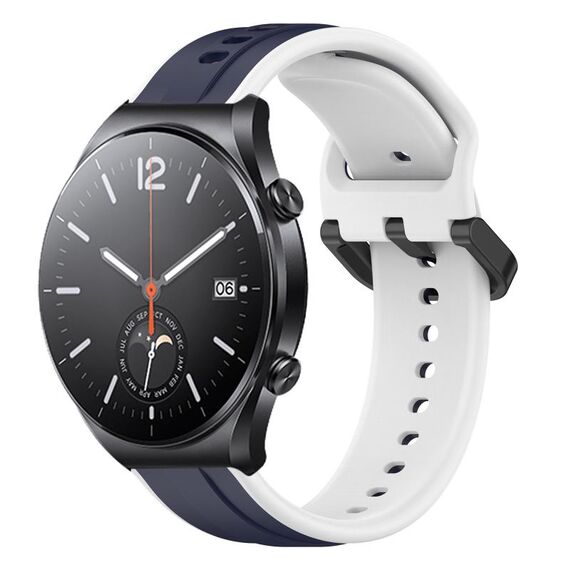 Per Xiaomi MI Watch S1 22mm Convex Loop Cinturino in silicone bicolore (blu notte + bianco)