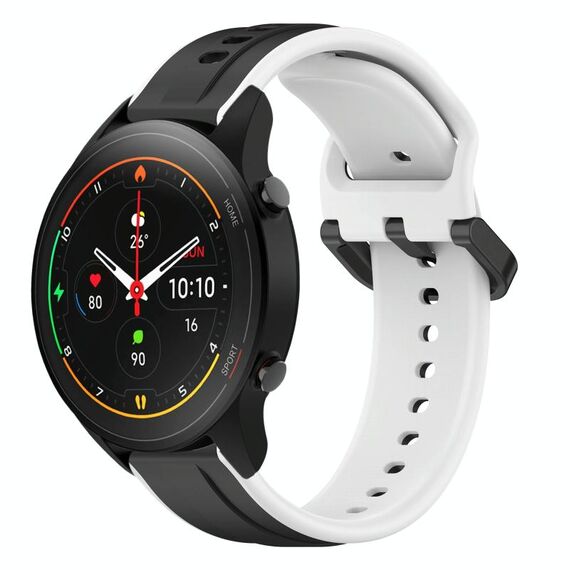 Per Xiaomi MI Watch S1 Pro 22mm Convex Loop Cinturino in silicone bicolore (nero + bianco)