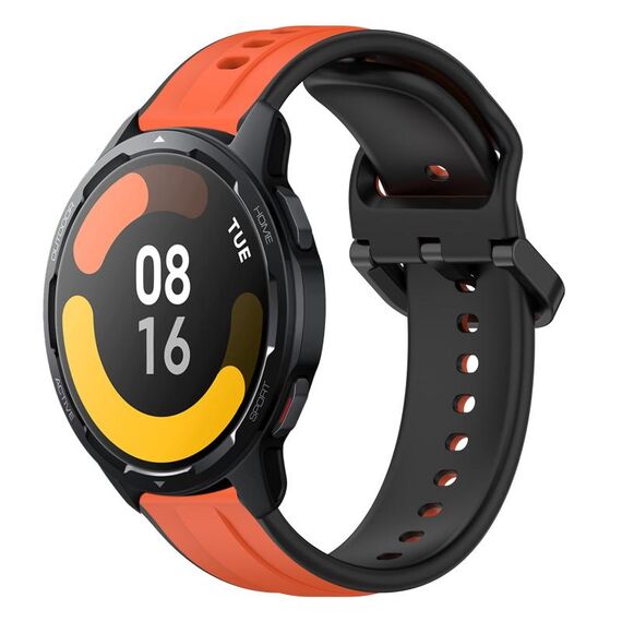 Per Xiaomi Watch S1 Active 22mm Convex Loop Cinturino in silicone bicolore (arancione + nero)