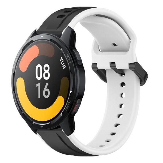 Per Xiaomi Watch S1 Active 22mm Convex Loop Cinturino in silicone bicolore (nero + bianco)