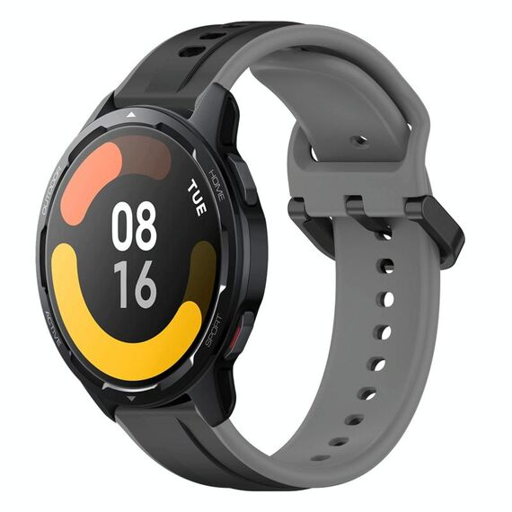 Per Xiaomi Watch S1 Active 22mm Convex Loop Cinturino in silicone bicolore (nero + grigio)