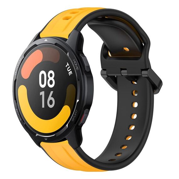 Per Xiaomi Watch S1 Active 22mm Convex Loop Cinturino in silicone bicolore (giallo + nero)