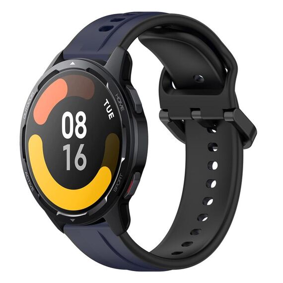 Per Xiaomi Watch S1 Active 22mm Convex Loop Cinturino in silicone bicolore (blu notte + nero)