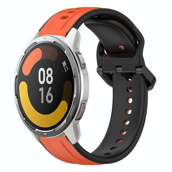 Per Xiaomi MI Watch Color 2 22mm Convex Loop Cinturino in silicone bicolore (arancione + nero)