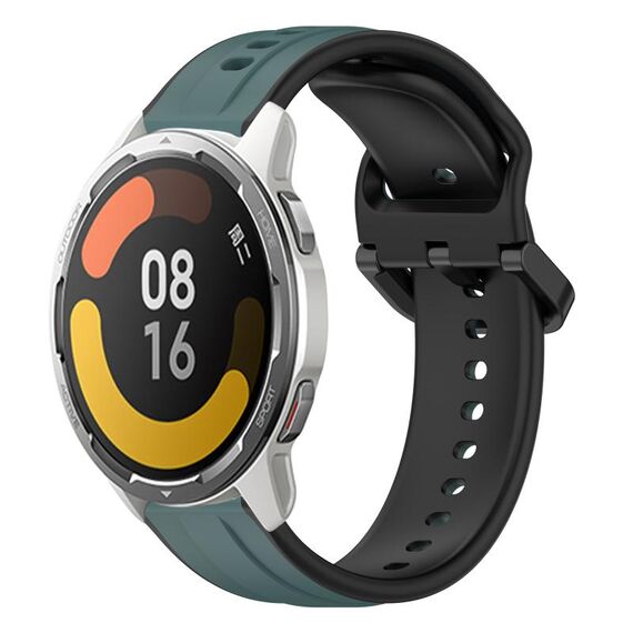 Per Xiaomi MI Watch Color 2 22mm Convex Loop Cinturino in silicone bicolore (verde oliva + nero)