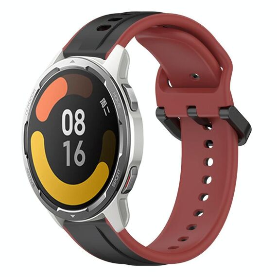 Per Xiaomi MI Watch Color 2 22mm Convex Loop Cinturino in silicone bicolore (nero + rosso)