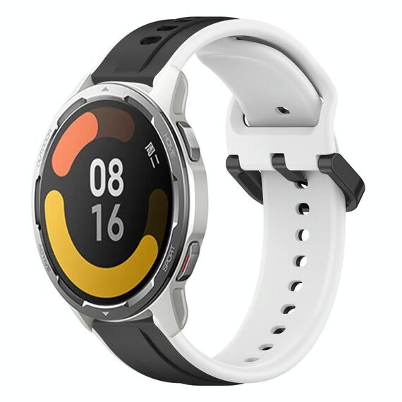 Per Xiaomi MI Watch Color 2 22mm Convex Loop Cinturino in silicone bicolore (nero + bianco)