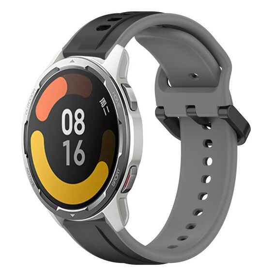 Per Xiaomi MI Watch Color 2 22mm Convex Loop Cinturino in silicone bicolore (nero + grigio)