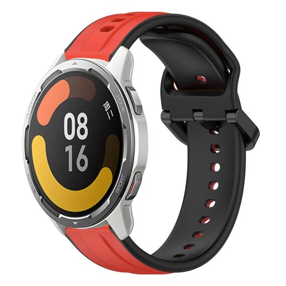 Per Xiaomi MI Watch Color 2 22mm Convex Loop Cinturino in silicone bicolore (rosso + nero)