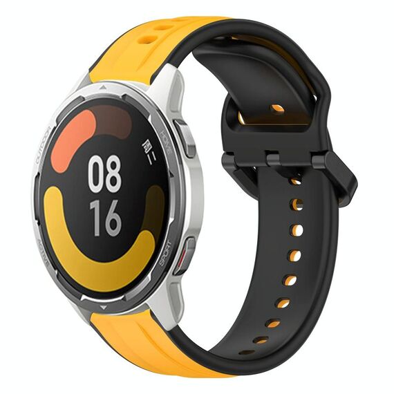 Per Xiaomi MI Watch Color 2 22mm Convex Loop Cinturino in silicone bicolore (giallo + nero)