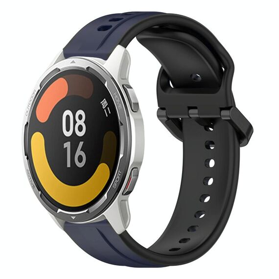 Per Xiaomi MI Watch Color 2 22mm Convex Loop Cinturino in silicone bicolore (blu notte + nero)