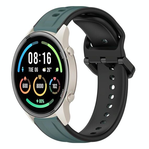 Per Xiaomi MI Watch Sport 22mm Convex Loop Cinturino in silicone bicolore (verde oliva + nero)