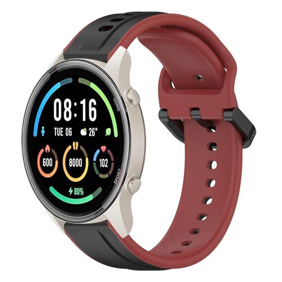 Per Xiaomi MI Watch Sport 22mm Convex Loop Cinturino in silicone bicolore (nero + rosso)