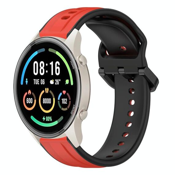 Per Xiaomi MI Watch Sport 22mm Convex Loop Cinturino in silicone bicolore (rosso + nero)