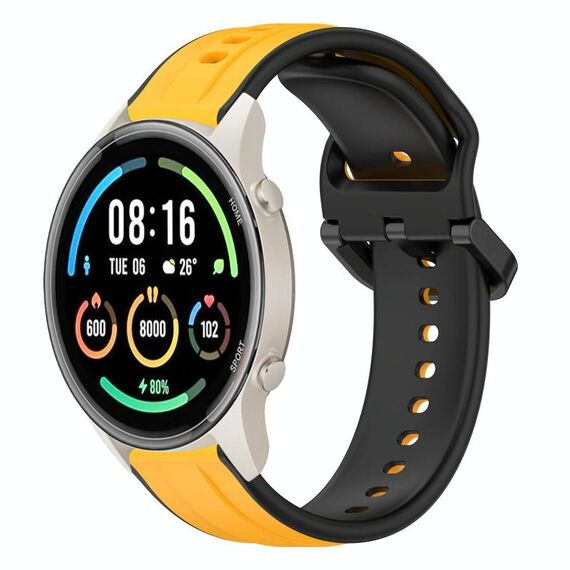 Per Xiaomi MI Watch Sport 22mm Convex Loop Cinturino in silicone bicolore (giallo + nero)