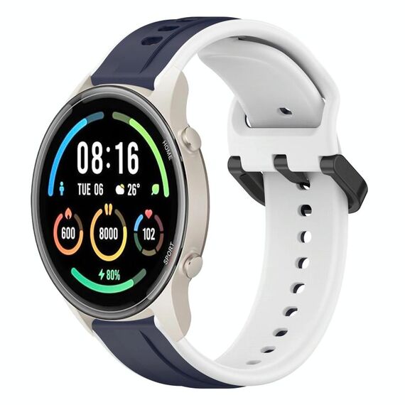 Per Xiaomi MI Watch Sport 22mm Convex Loop Cinturino in silicone bicolore (blu notte + bianco)