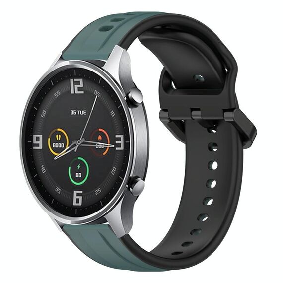Per Xiaomi MI Watch Color 22mm Convex Loop Cinturino in silicone bicolore (verde oliva + nero)