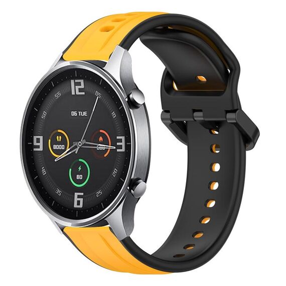 Per Xiaomi MI Watch Color 22mm Convex Loop Cinturino in silicone bicolore (giallo + nero)