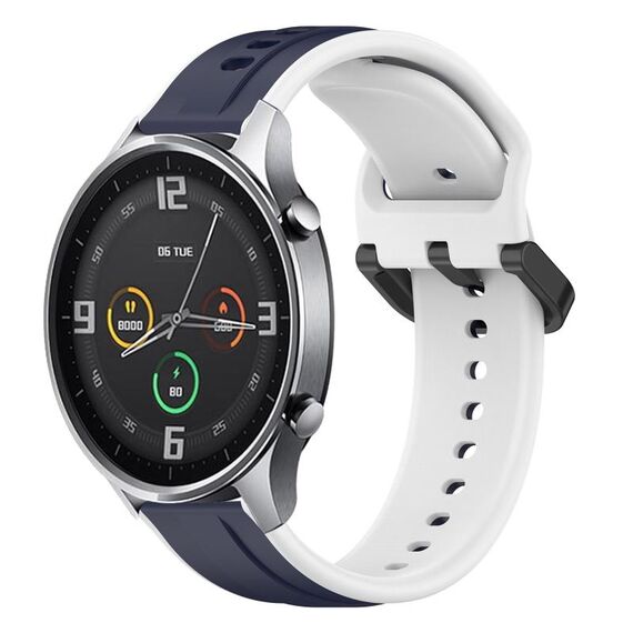 Per Xiaomi MI Watch Color 22mm Convex Loop Cinturino in silicone bicolore (blu notte + bianco)