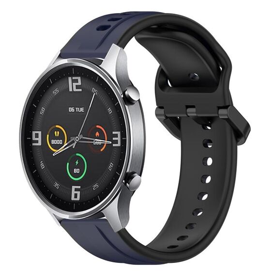 Per Xiaomi MI Watch Color 22mm Convex Loop Cinturino in silicone bicolore (blu notte + nero)